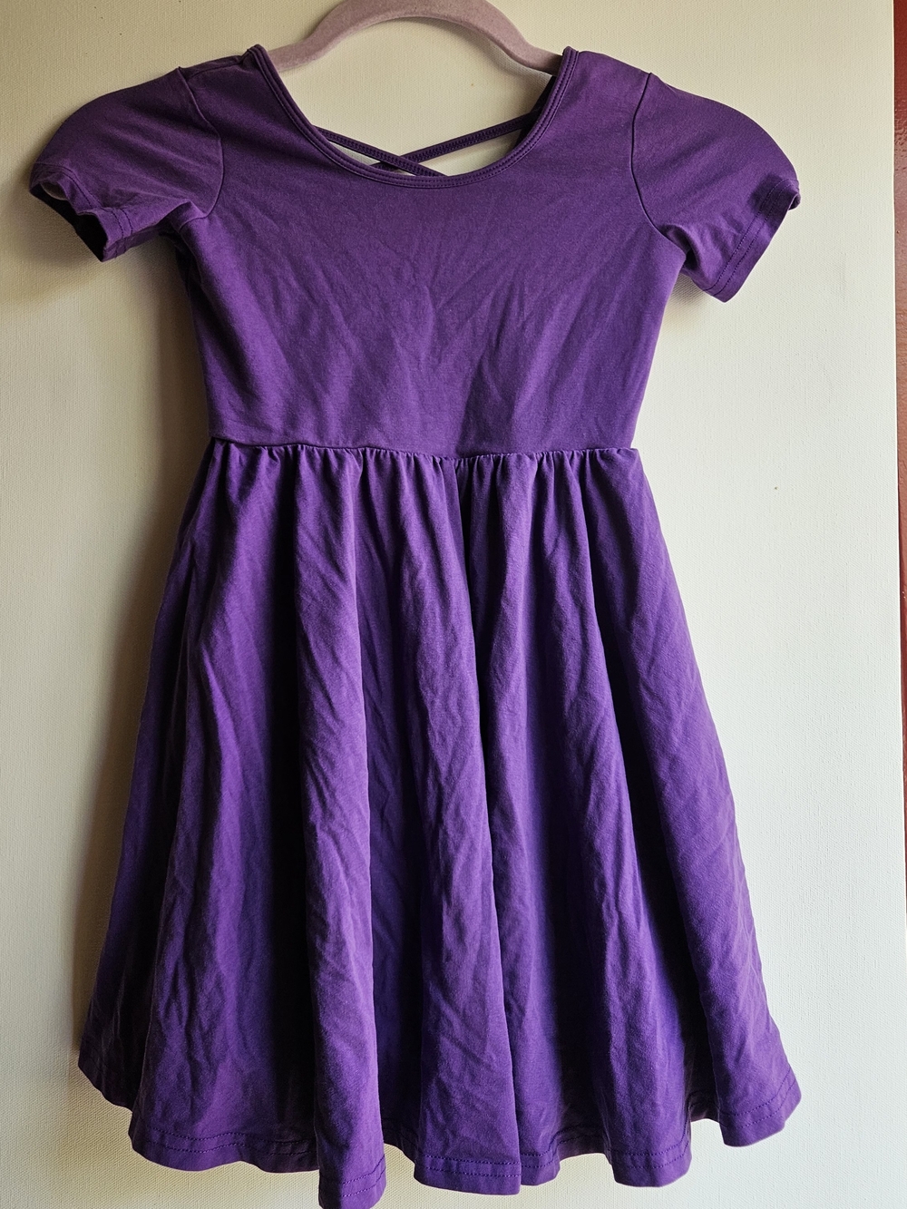 Stelle Girls Purple Skater Dress Size 6 Cross Back Cap Sleeve